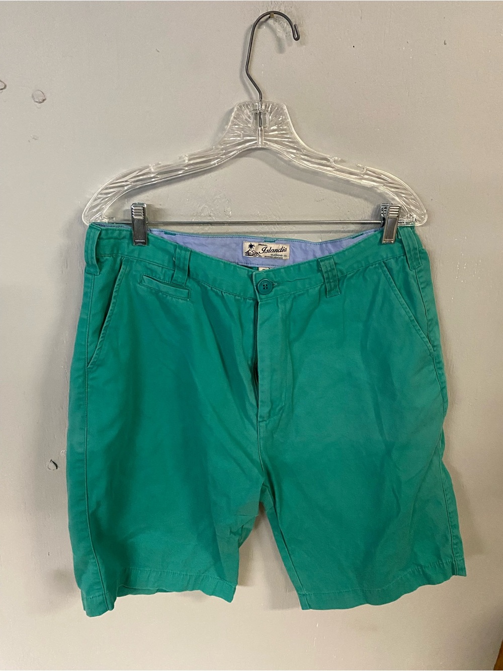 Islandia Teal Flat-Front Chino men’s Shorts